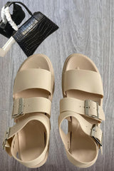 Beige Buckle Strap Gladiator Sandals - Estrella
