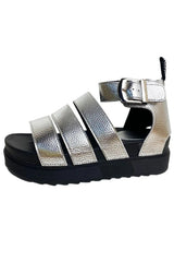 Silver Gladiator Style Flat Sandals - Zarina