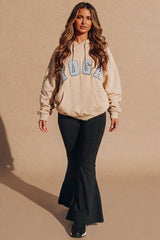 Stone Yoga Embroidered Slogan Oversized Hoodie - Laverne
