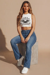 Mid Blue High Waisted Flared Jeans - Tyara
