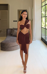 Chocolate One Shoulder Knot Bralette Top - Julie