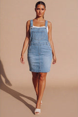 Light Blue Wash Denim Dungaree - Oyana
