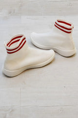White Chunky Sole High Runner Sock Trainers - Vera