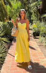 Yellow Strappy Elegant Maxi Dress - Mila