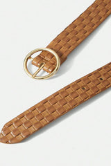 Brown Woven Embossed Belt - Raven
