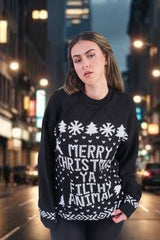 BLACK MERRY CHRISTMAS YA FILTHY ANIMAL JUMPER - KATIA
