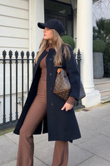 Brown Premium Ribbed Jersey Long Sleeve Zip Through Top - Maren