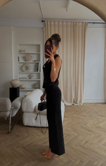 Black Knitted Sleeveless vest With Wide Leg Trouser Co Ord Set - Natalia