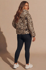 Leopard Hooded Drawstring Cropped Puffer Jacket - Stacey
