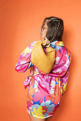Yellow Woven Knotted Detail Handbag - Elisa