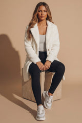 Cream Borg Teddy Button Coat - Fiorenza