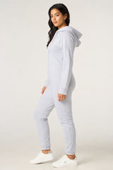 Grey Zip Front Hooded Onesie- Jesrey