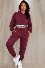 Wine Love Crop Hoodie and Jogger Three Piece Set- Janey