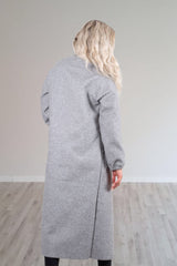 Grey Belted Longline Pocket Detail Waterfall Coat- Kinny
