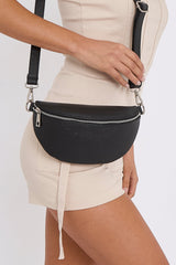Black Silver Zip Cross body Bag - Eden