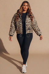 Leopard Hooded Drawstring Cropped Puffer Jacket - Stacey
