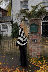 Black Striped Chunky Knit Oversized Cardigan - Lottie