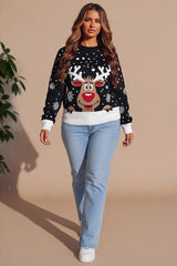 Black Festive Knit Reindeer Royale Christmas Jumper - Jiane