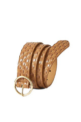 Brown Woven Embossed Belt - Raven