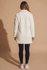 Cream Borg Teddy Button Coat - Fiorenza