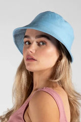 Pastel Blue Reversible Bucket Hat - Adele