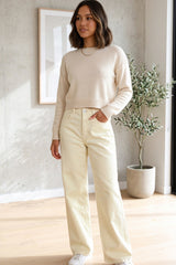Yellow High Waisted Wide Leg Jeans- Viora