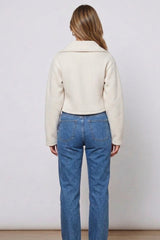 Cream Cropped Zip Front Jacket- Anina