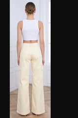 Yellow High Waisted Wide Leg Trousers- Okan