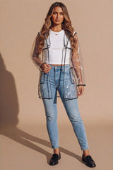 Clear Rain Mac With Contrasting Binding hooded mac jacket - Crystal