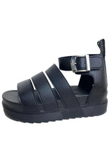 Black Gladiator Style Flat Sandals - Zarina