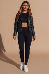 Black Faux Leather Oversized Jacket - Bella