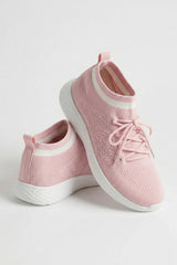 Pink Lace Up Sock Trainers - Mira