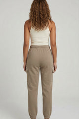 Camel Drawstring Waist Pocket Detail Cuffed Cargo Joggers - Sienna