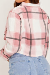 Pink Checked Cropped Shacket - Aria