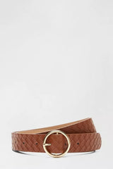 Brown Woven Embossed Belt - Raven