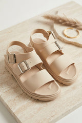 Beige Buckle Strap Gladiator Sandals - Estrella