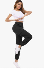 Black Drawstring Waist Pocket Detail Cuffed Cargo Joggers - Sienna