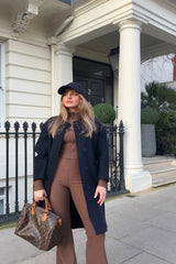 Brown Premium Ribbed Jersey Co Ord Set - Alessia
