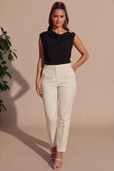 Black One Shoulder Draped Top with Gold Shoulder Detail- Fiana