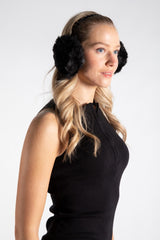 Black Faux Fur Fluffy Winter Earmuffs- Simkon