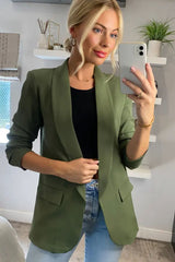 Khaki Long Sleeve Pocket Blazer - Tenely
