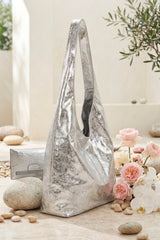 Silver Metallic Slouch Shoulder Bag & Mini Pouch – Lucie
