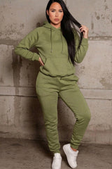 Khaki Hoodie Cuffed Joggers Loungewear Set - Bellamy