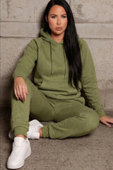 Khaki Hoodie Cuffed Joggers Loungewear Set - Bellamy