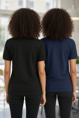 Black & Navy Classic Polo Collar Short Sleeve T-Shirt 2 Pack- Cnaira