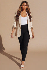 Beige Leopard Lined Blazer - Emma