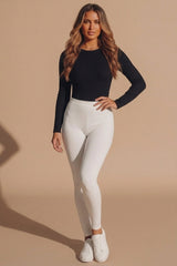 White High Waisted Full Length Leggings - Fora