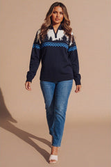 Navy Forest Knit Half Zip Jumper – Ava