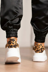 White Leopard Print Chunky Trainers - Julia