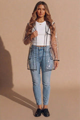 Clear Rain Mac With Contrasting Binding hooded mac jacket - Crystal